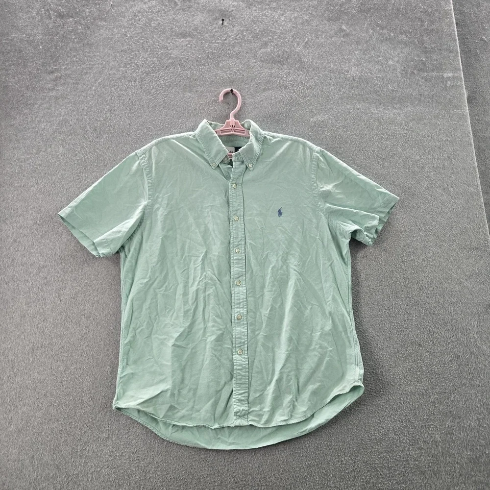 Ralph Lauren Men‎ Button Up Shirt L Green Pony Embroidery Casual